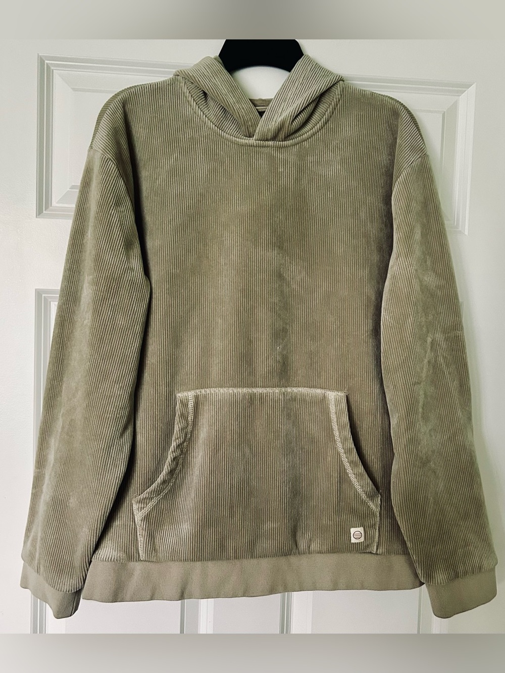Marine Layer Cord Velour Hoodie in Olive/Sage Green